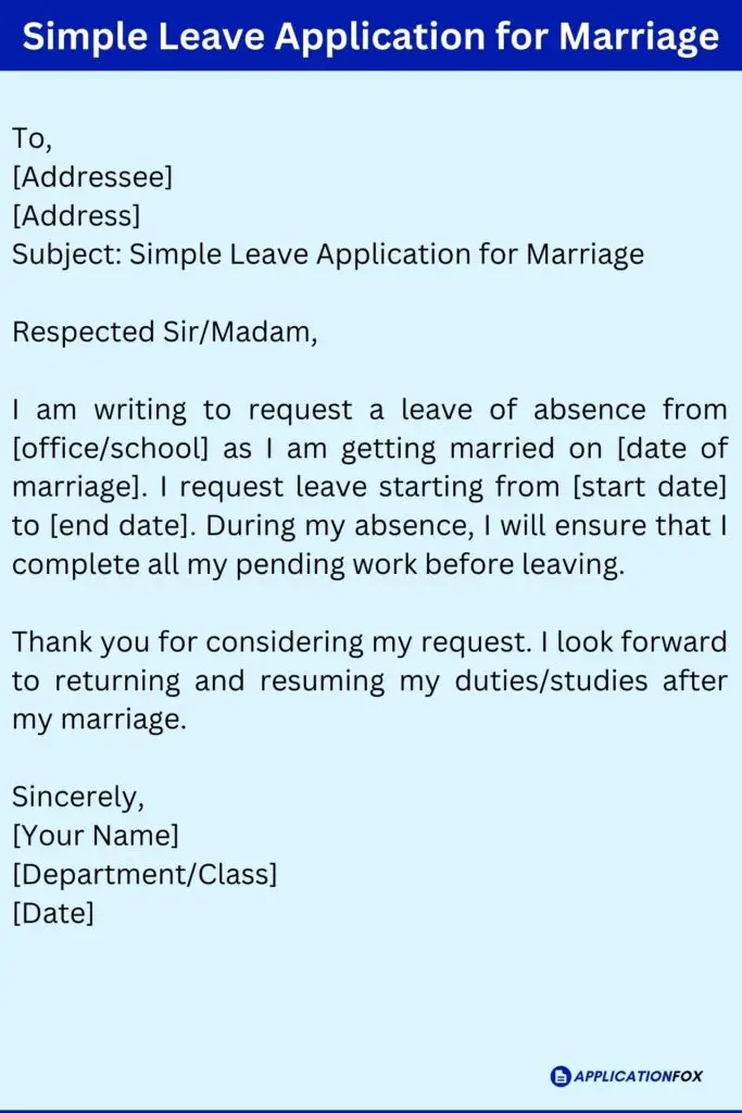Simple Leave Application for Marriage