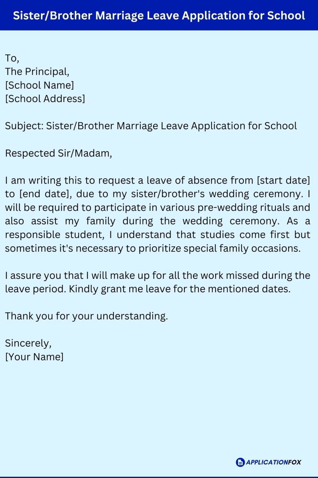 (3+ Samples) Marriage Leave Application for School