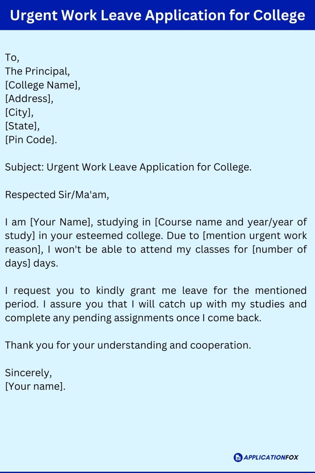 (9 Samples) Leave Application for College