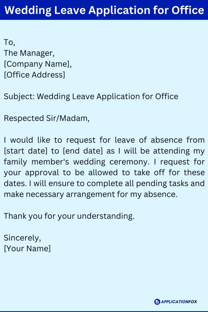 Wedding Leave Application for Office