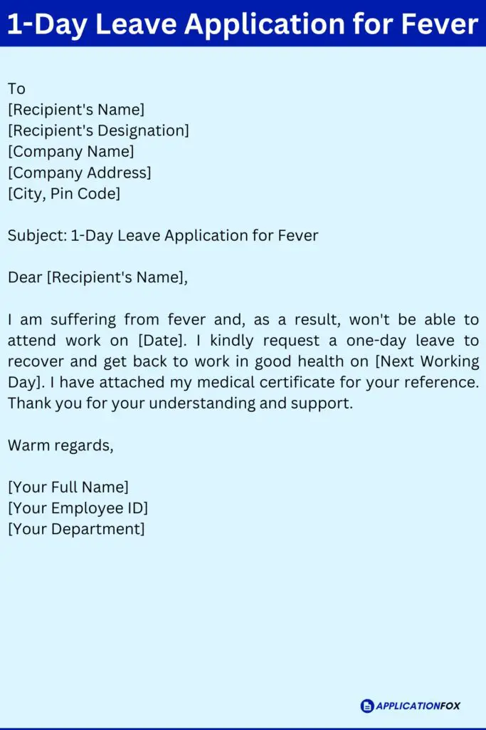 1-Day Leave Application for Fever