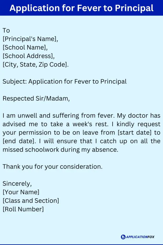 Application for Fever to Principal