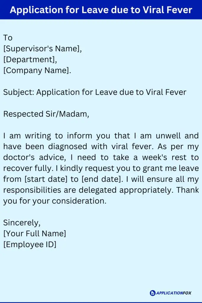 Application for Leave due to Viral Fever
