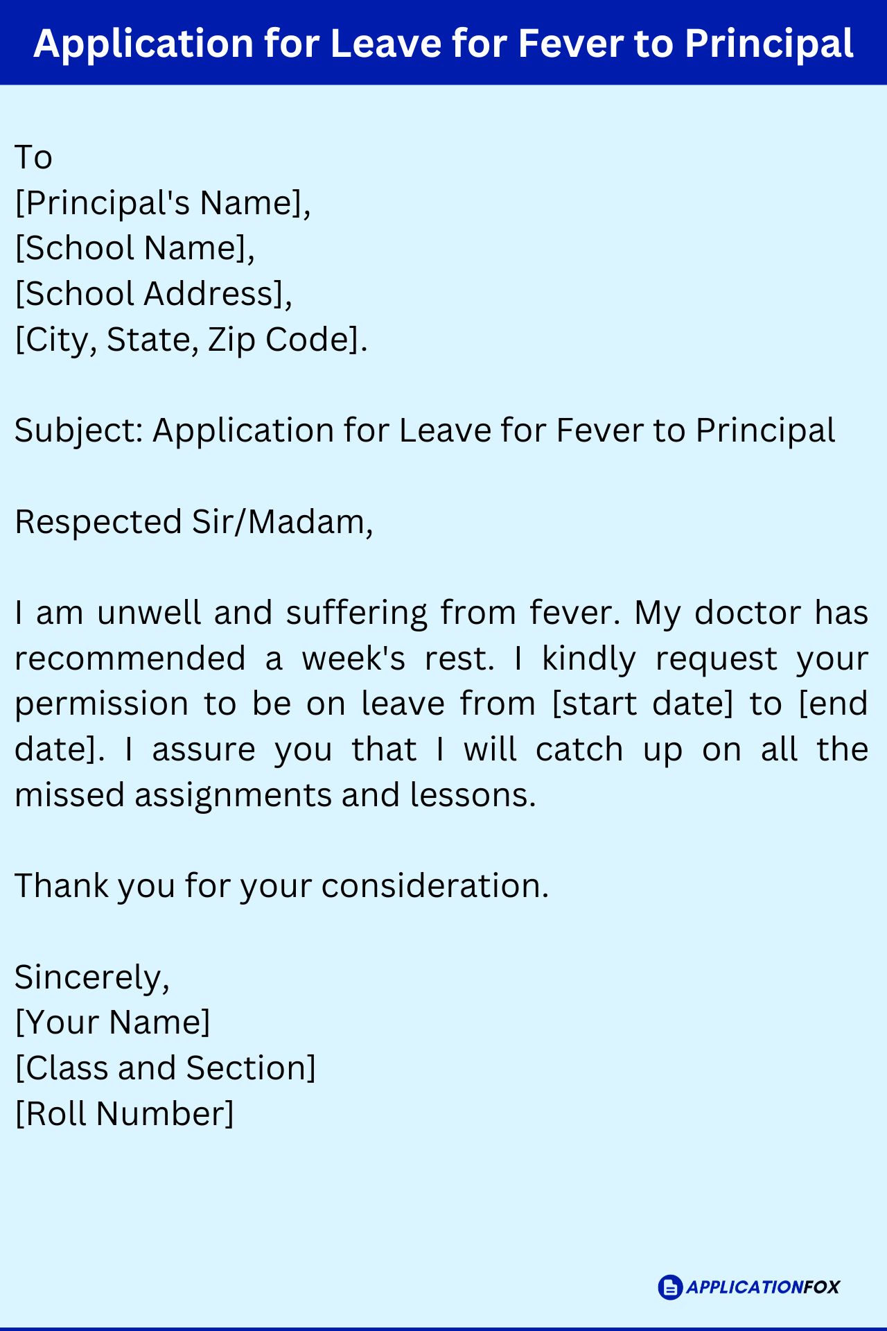 5 Samples Leave Application For Fever To Principal 5 Samples Leave Application For Fever To Principal