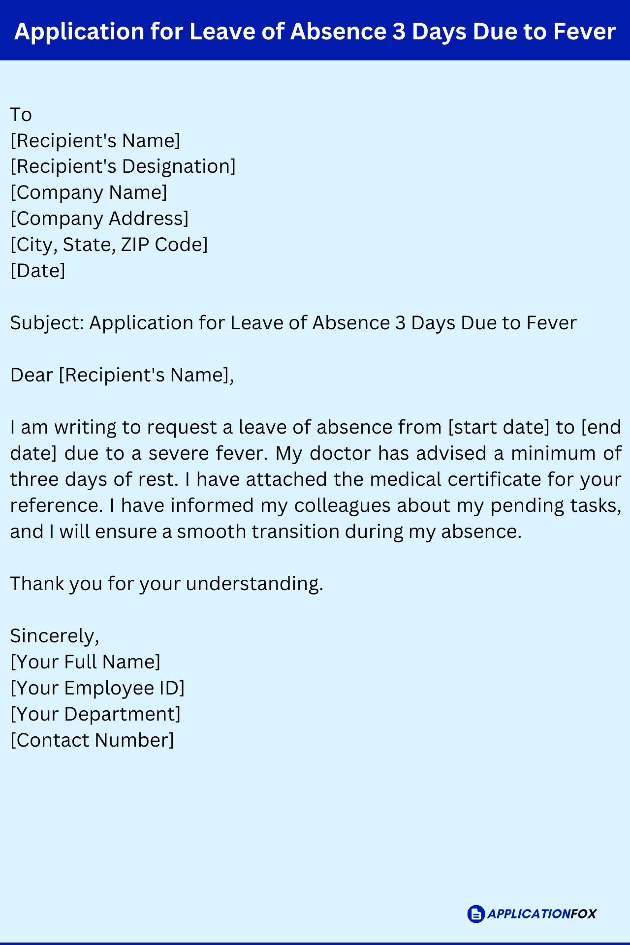 leave mail to manager due to fever