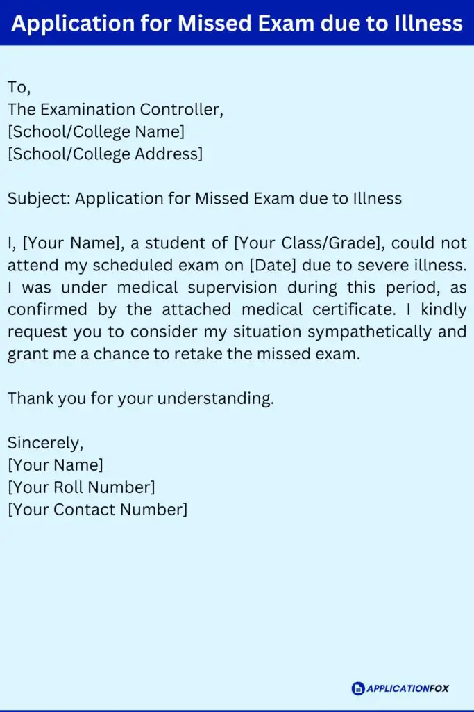 Application for Missed Exam due to Illness