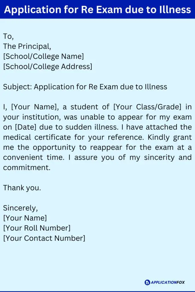 Application for Re Exam due to Illness