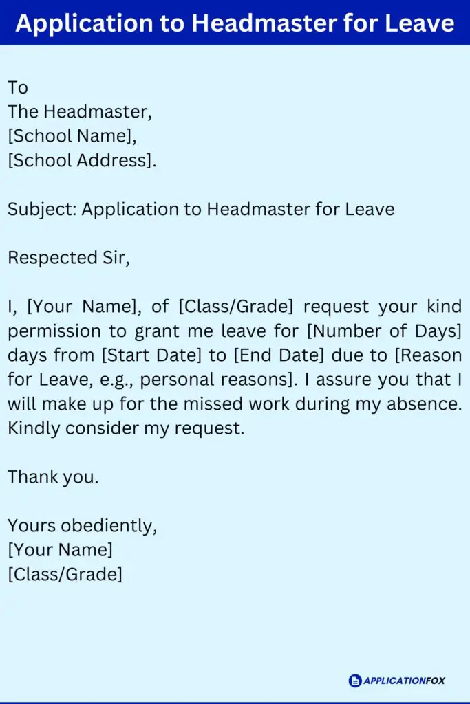 Application to Headmaster for Leave