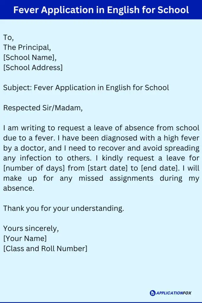 Fever Application in English for School