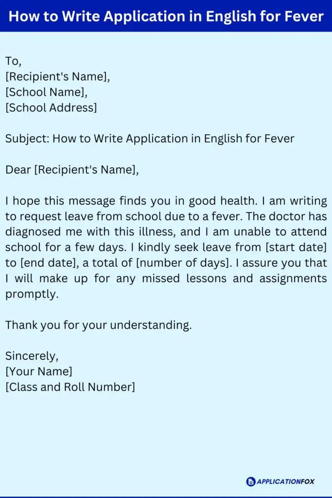 How to Write Application in English for Fever