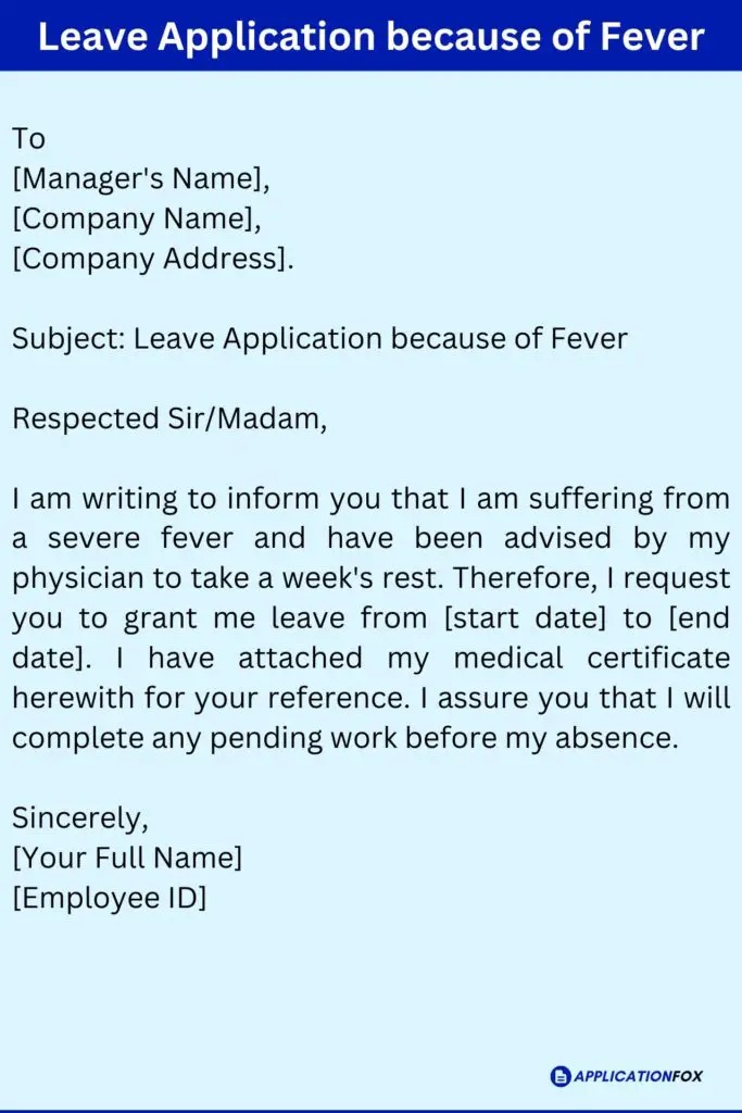 Leave Application because of Fever