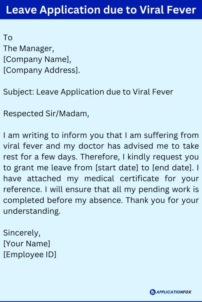 Leave Application due to Viral Fever
