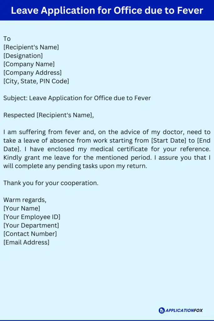 Leave Application for Office due to Fever