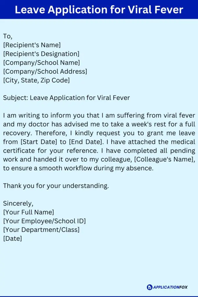 Leave Application for Viral Fever