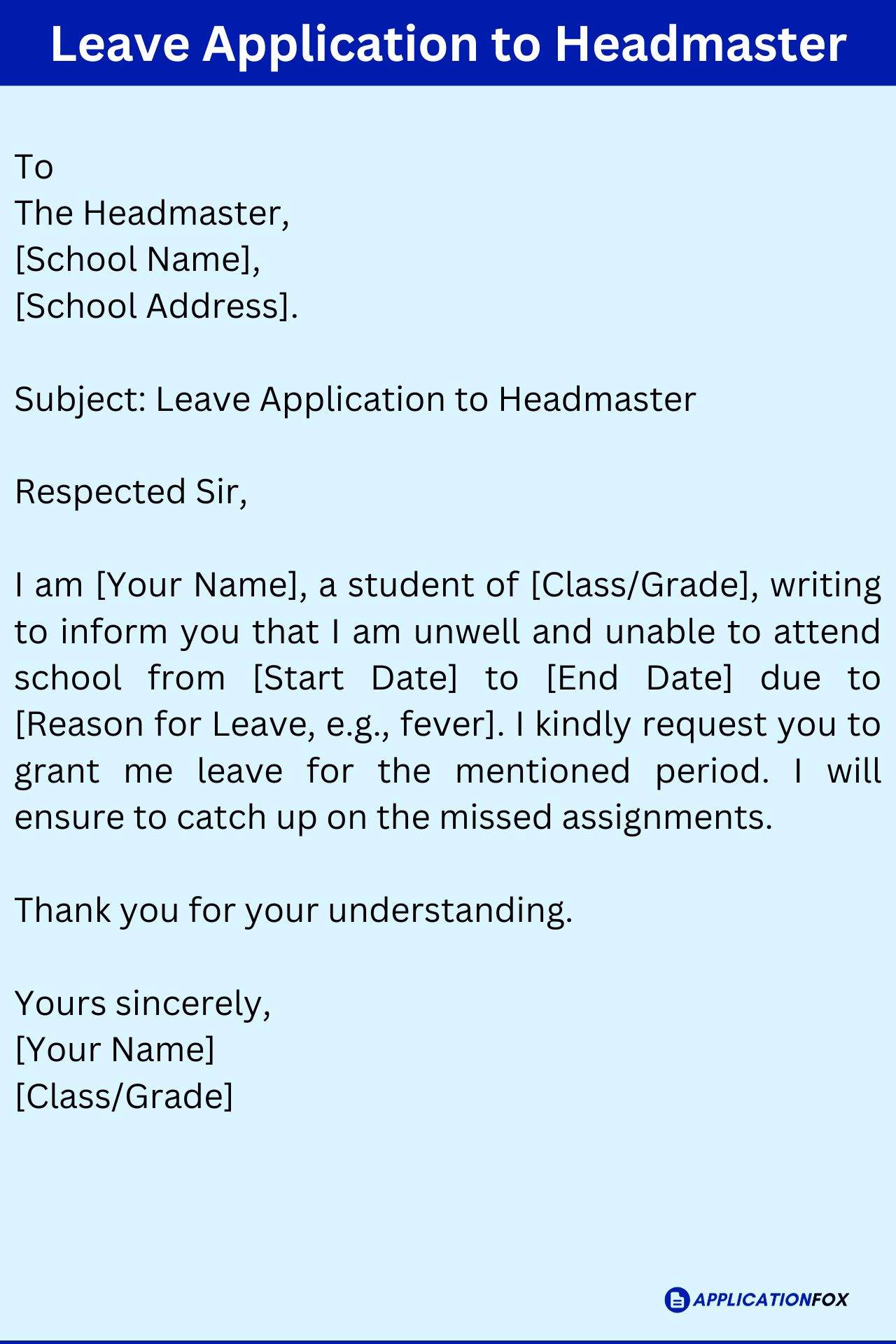 (5 Samples) Application to Headmaster ApplicationFox (5 Samples) Application to Headmaster ApplicationFox