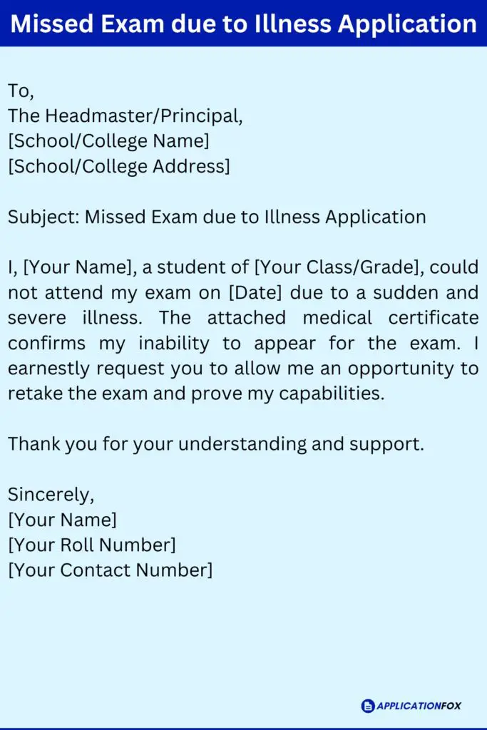 Missed Exam due to Illness Application